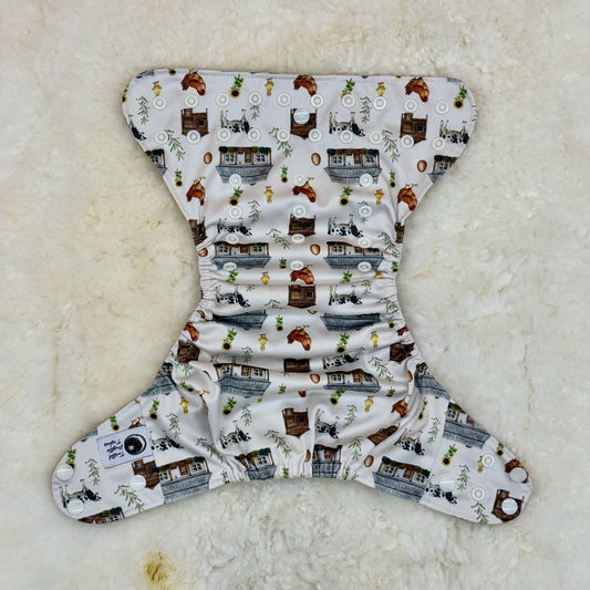Twisted Mystic Tushies Farm Print AWJ Pocket Diaper