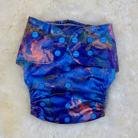 Emerald Cloth Co Tie Dye Blue Colorful AWJ Pocket Diaper