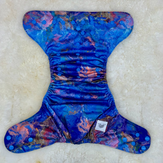 Emerald Cloth Co Tie Dye Blue Colorful AWJ Pocket Diaper