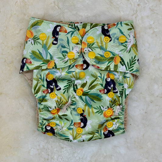 Emerald Cloth Co Rainforest Toucan Palm Tree AWJ Pocket Diaper