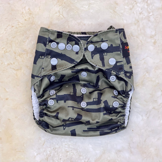 Squishy Tushie Military Green Pew Diaper - Imperfect