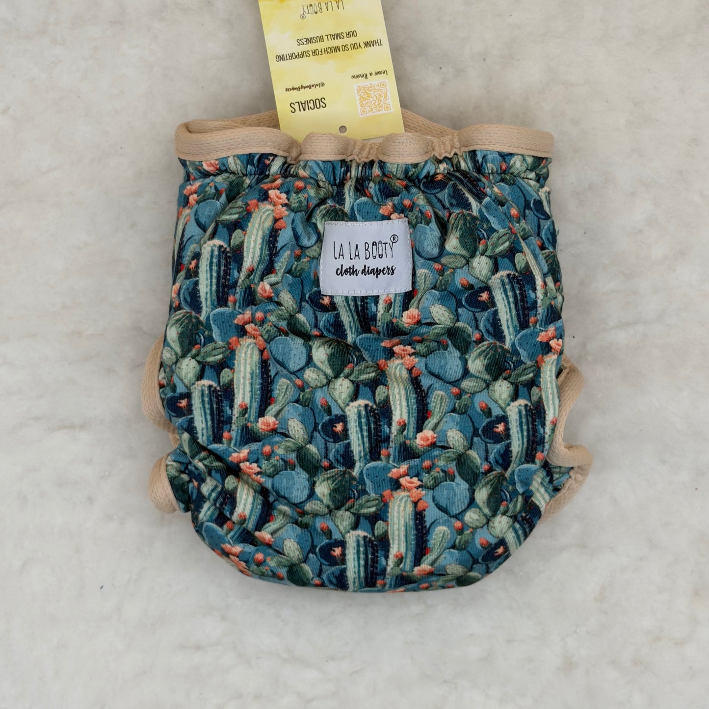 La La Booty Cactus Fitted Diaper with Shortie Insert - Brand New