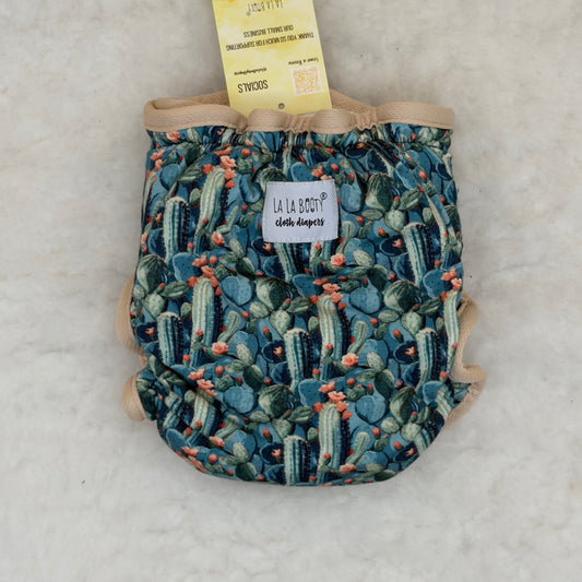 La La Booty Cactus Fitted Diaper with Shortie Insert - Brand New