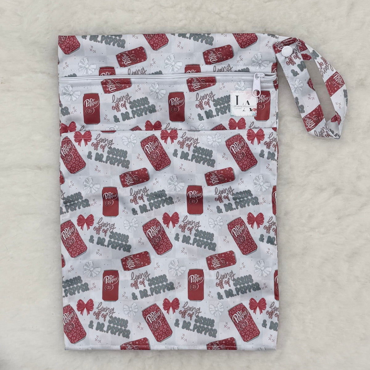 L.A. Cloth & Co Faith and Soda Cans Medium Double-Pocket Wet Bag - Brand New