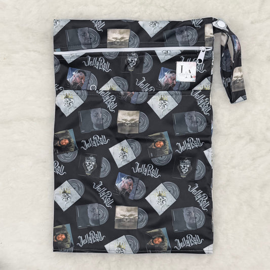 L.A. Cloth & Co Black Albums and Records Medium Double-Pocket Wet Bag - Brand New