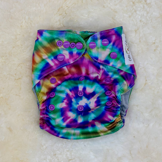 Cutie Caboose Tie Dye Laundry AWJ Pocket Diaper - Questionable PUL