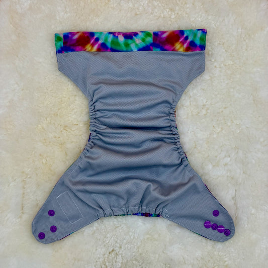 Cutie Caboose Tie Dye Laundry AWJ Pocket Diaper - Questionable PUL