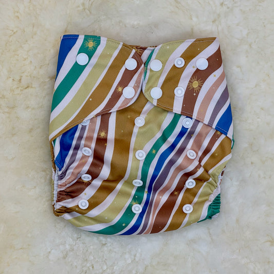 Stout House Vintage Wavy Stripes AWJ Pocket Diaper - Stained