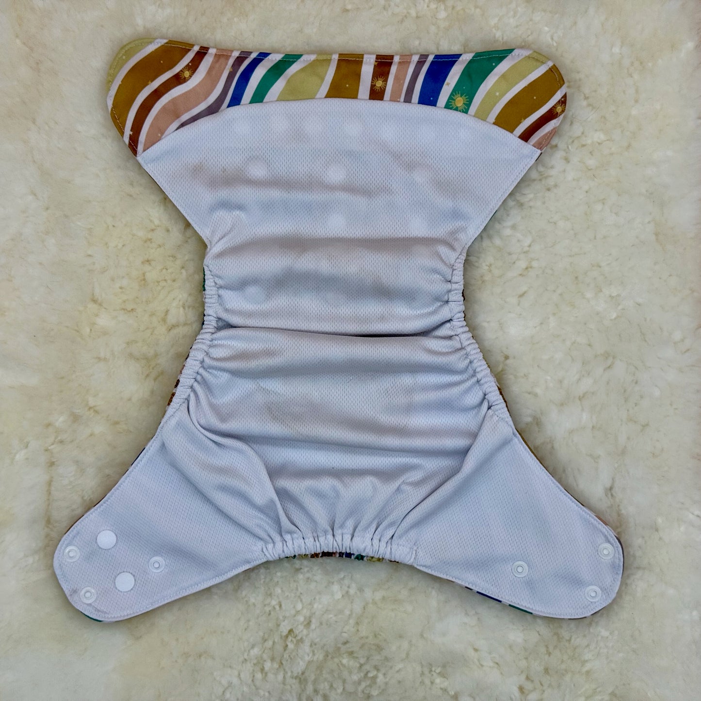 Stout House Vintage Wavy Stripes AWJ Pocket Diaper - Stained