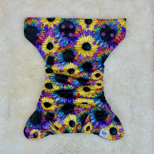 Texas Tushies Rainbow Sunflower AWJ Pocket Diaper - Stained
