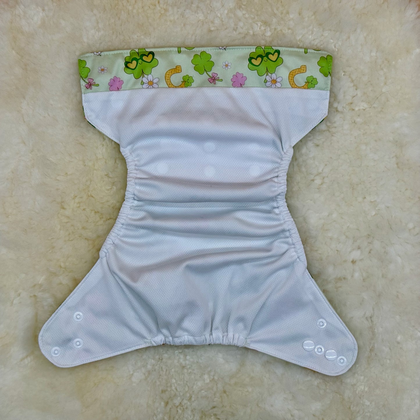Freida J Designs Lucky Pink Cloverleaf AWJ Pocket Diaper
