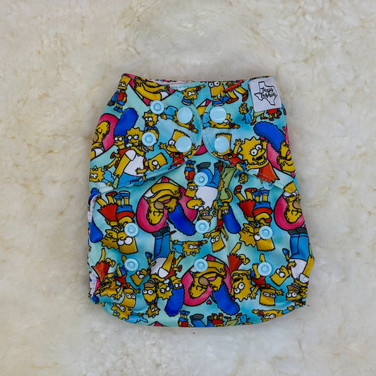 Texas Tushies Simpsons Hearts AWJ Pocket Diaper