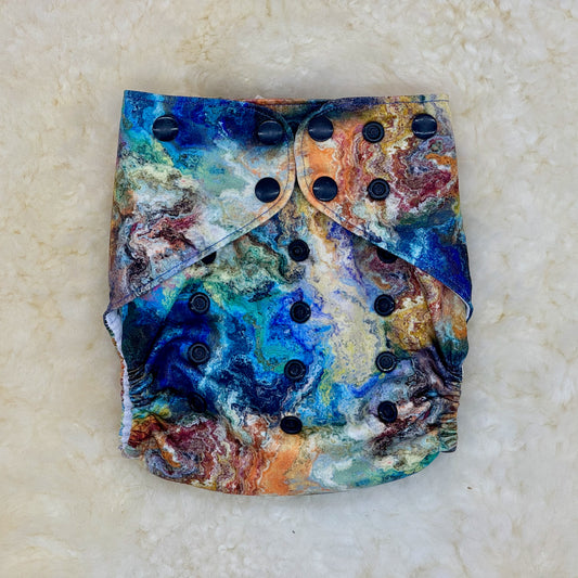 Teddy Tails Watercolor Rainbow AWJ Pocket Diaper - Stained