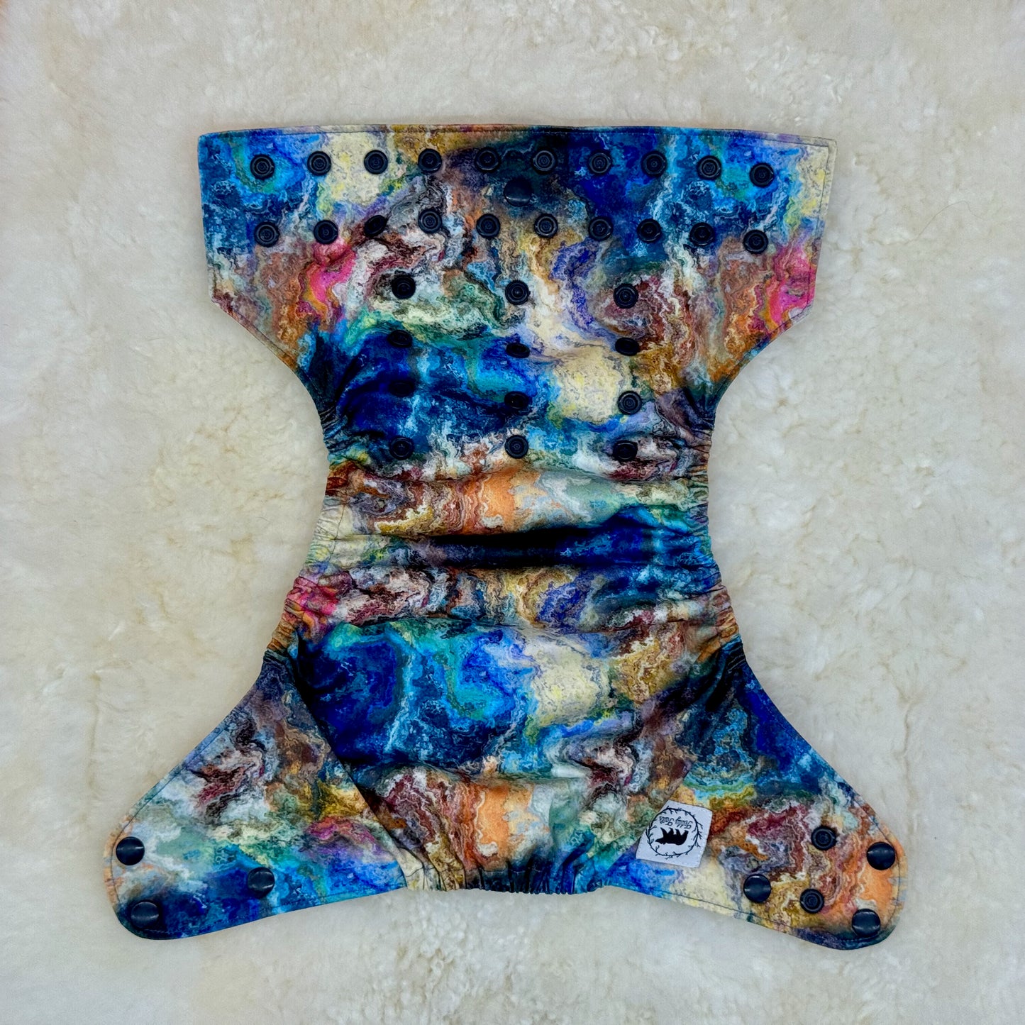 Teddy Tails Watercolor Rainbow AWJ Pocket Diaper - Stained