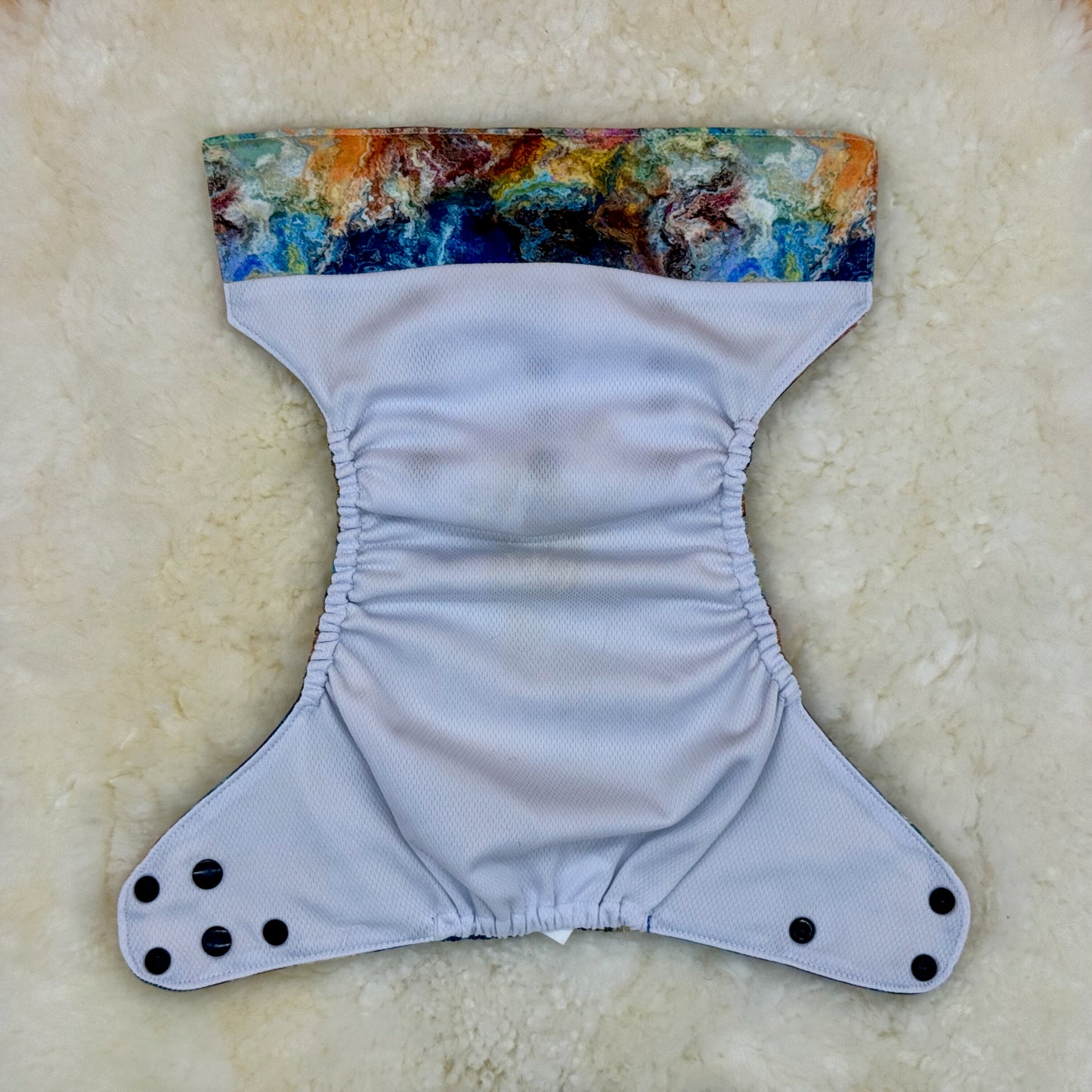 Teddy Tails Watercolor Rainbow AWJ Pocket Diaper - Stained
