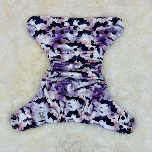 Wickham Wild Purple Watercolor Bats AWJ Pocket Diaper