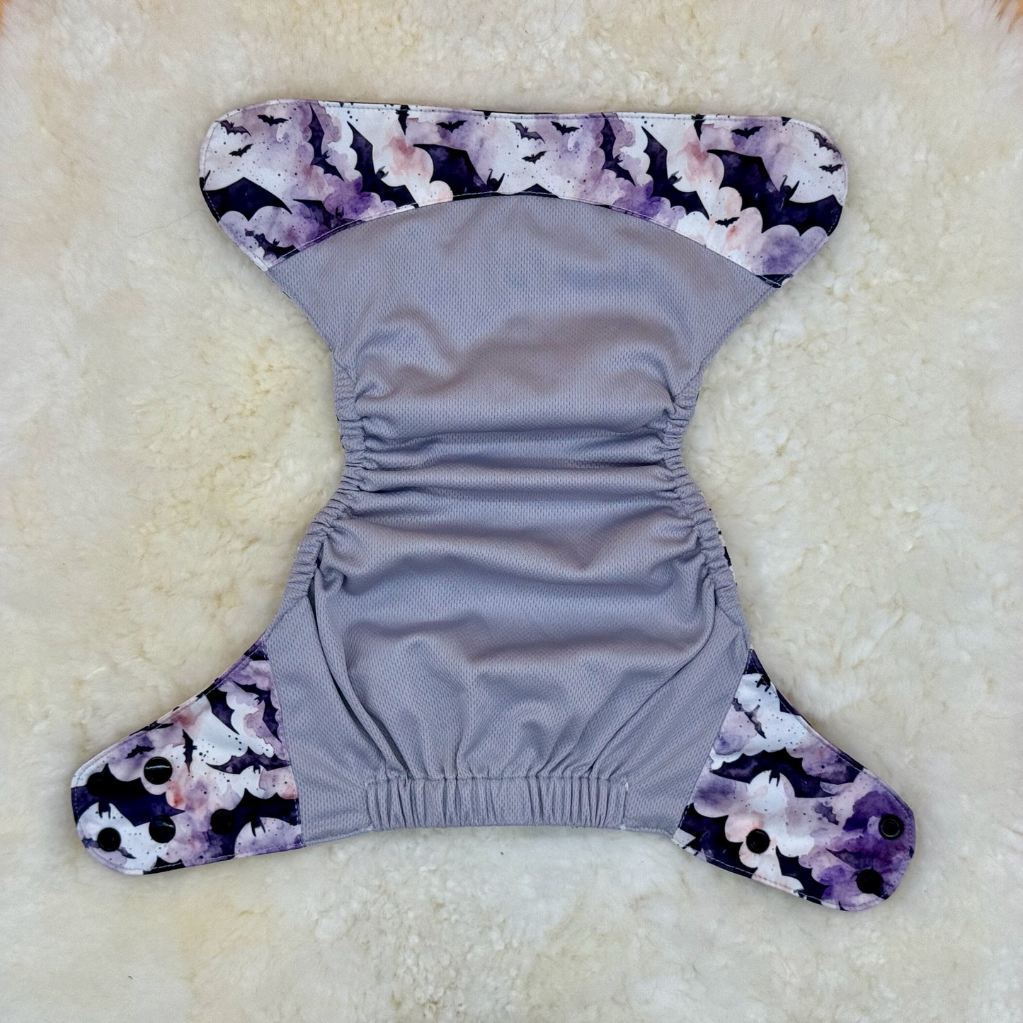 Wickham Wild Purple Watercolor Bats AWJ Pocket Diaper