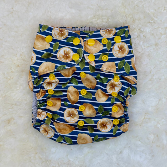 Happy Beehinds Lemon Stripes AWJ Pocket Diaper