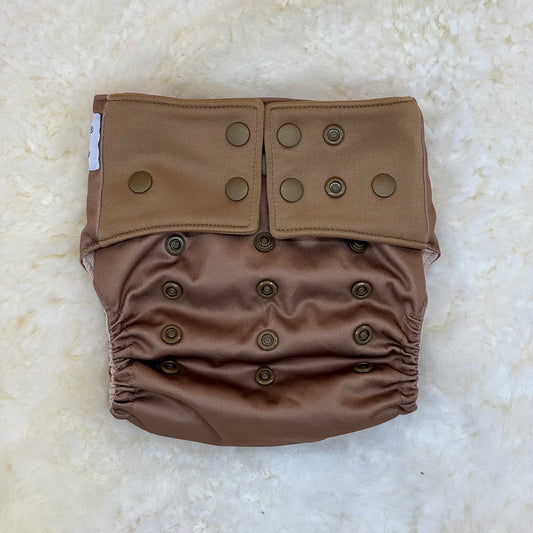 La La Booty Solid Brown Tan AWJ Pocket Diaper