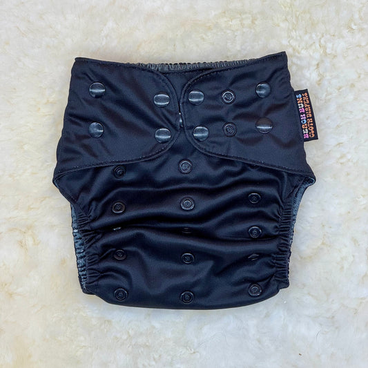 Beach Buns Solid Black with Printed Starry Night AWJ Pocket Diaper