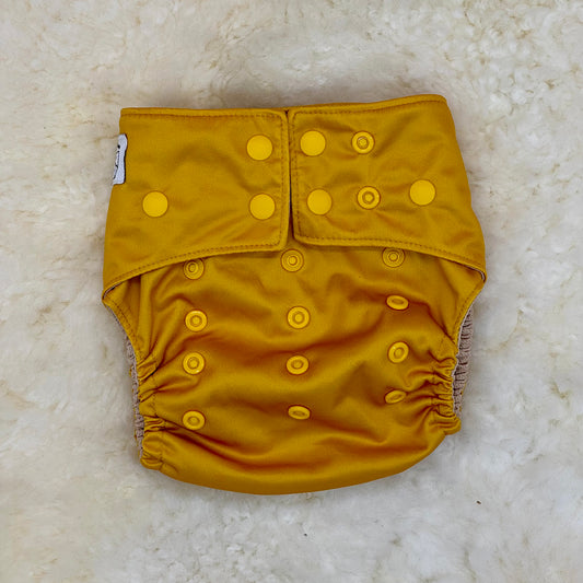 La La Booty Solid Mustard Yellow AWJ Pocket Diaper