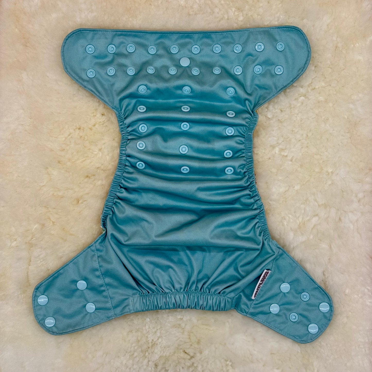Beach Buns Solid Teal with Printed Sunshine Striped AWJ Pocket Diaper