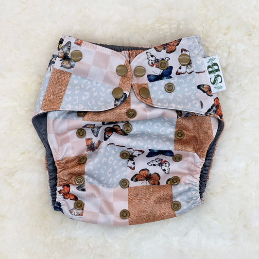 Suga Bums Quilt Look Butterfly AWJ Pocket Diaper
