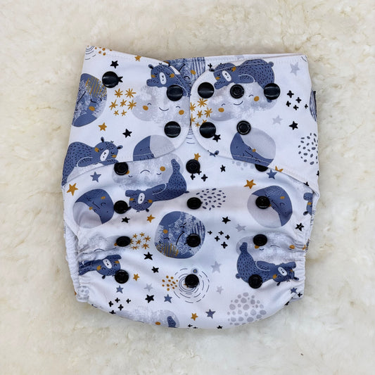 Stout House Sleepy Bear Starry Night AWJ Pocket Diaper - Stained
