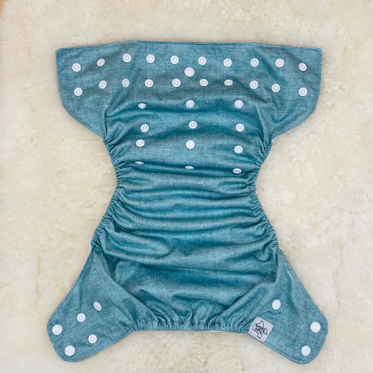 Texas Tushies Woven Look Teal AWJ Pocket Diaper