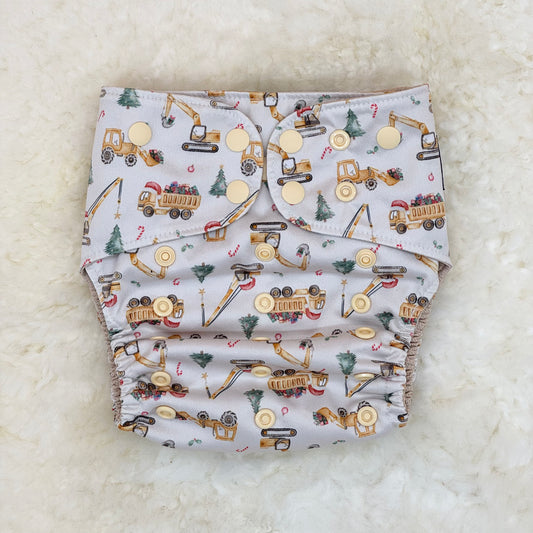 Little Haven Cloth Christmas Construction AWJ Pocket Diaper