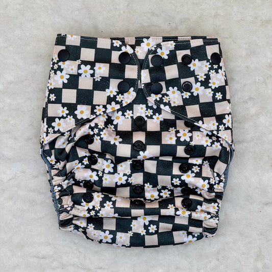 The Basic Stitch Checkered Daisy AWJ Pocket Diaper
