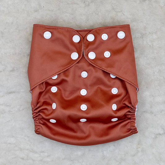 Teddy Tails Rust Brown Solid AWJ Pocket Diaper
