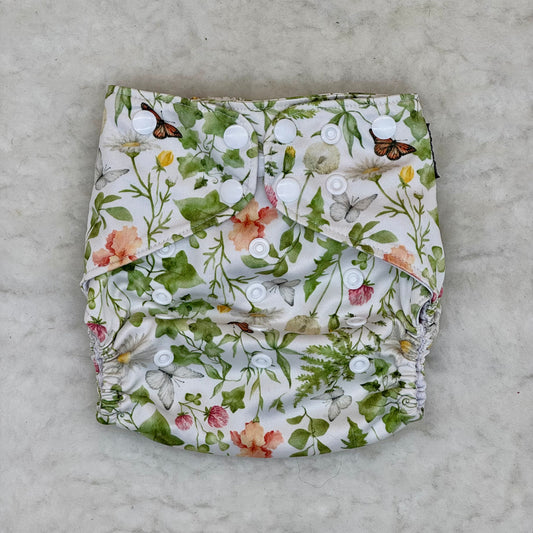 Teddy Tails Floral Butterfly AWJ Pocket Diaper - Stained