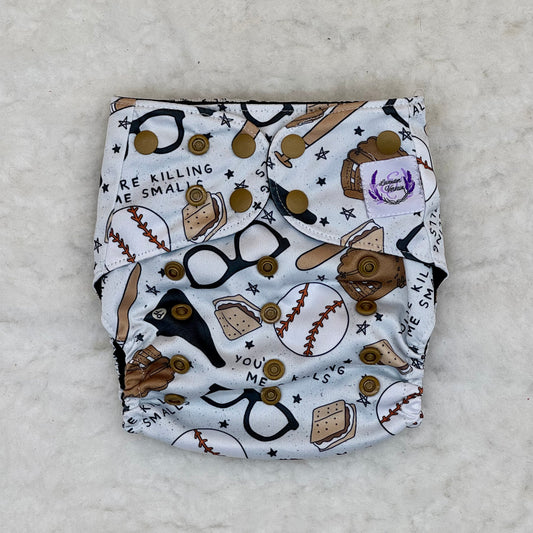 Lavender & Vervain Sandlot Baseball AWJ Pocket Diaper