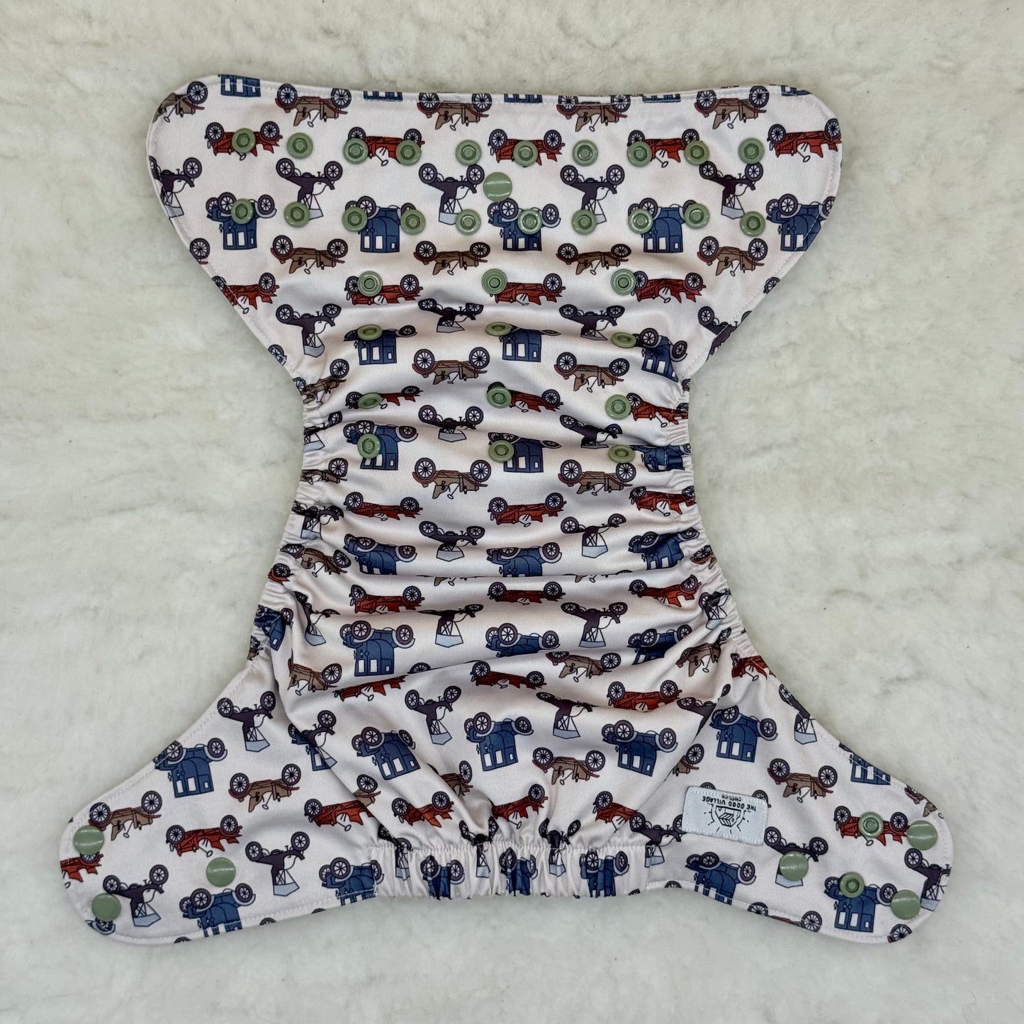 The Good Village Cloth Co. Vintage Cars AWJ Pocket Diaper