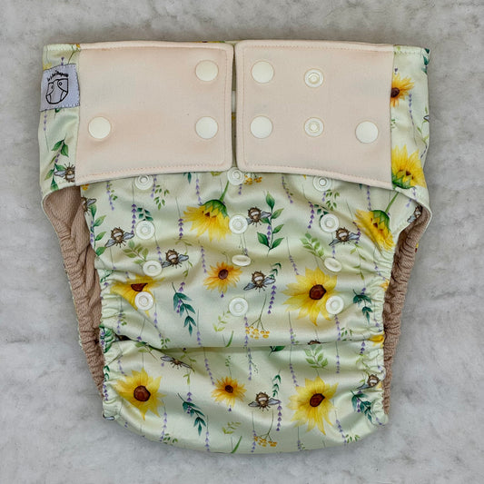 La La Booty Sunflower Bees XL AWJ Pocket Diaper - New