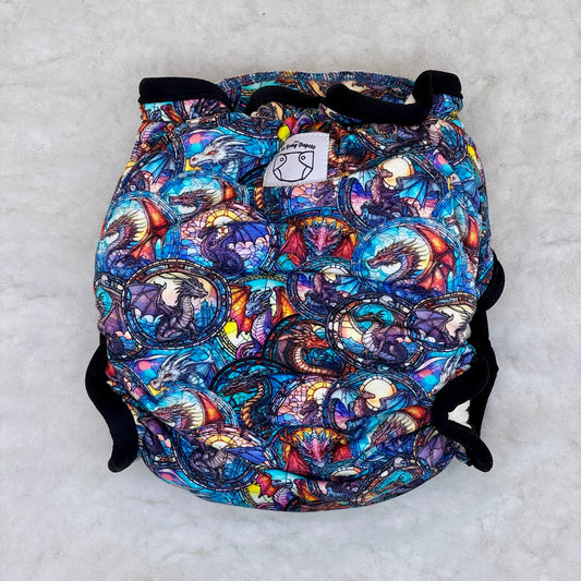 La La Booty Stained Glass Dragon Fitted Diaper - New