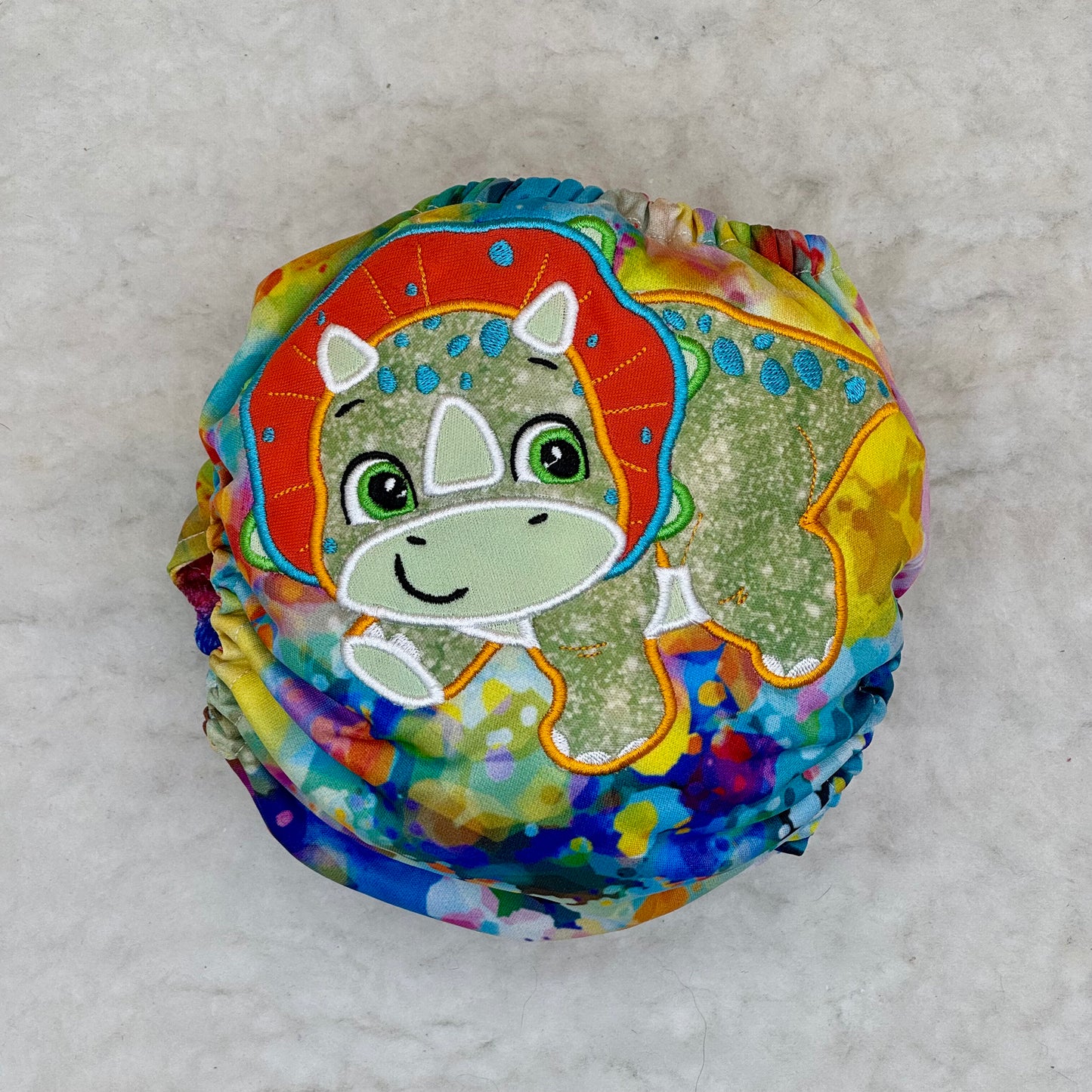 Baby Got Cloth Baby Dinosaur Tie Dye Embroidered AWJ Diaper Cover