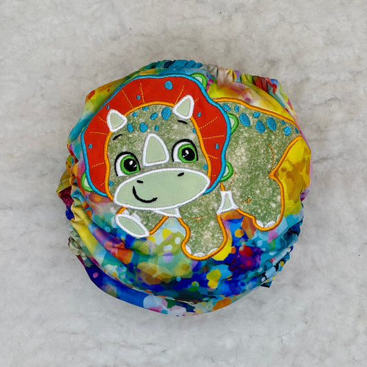 Baby Got Cloth Baby Dinosaur Tie Dye Embroidered AWJ Diaper Cover