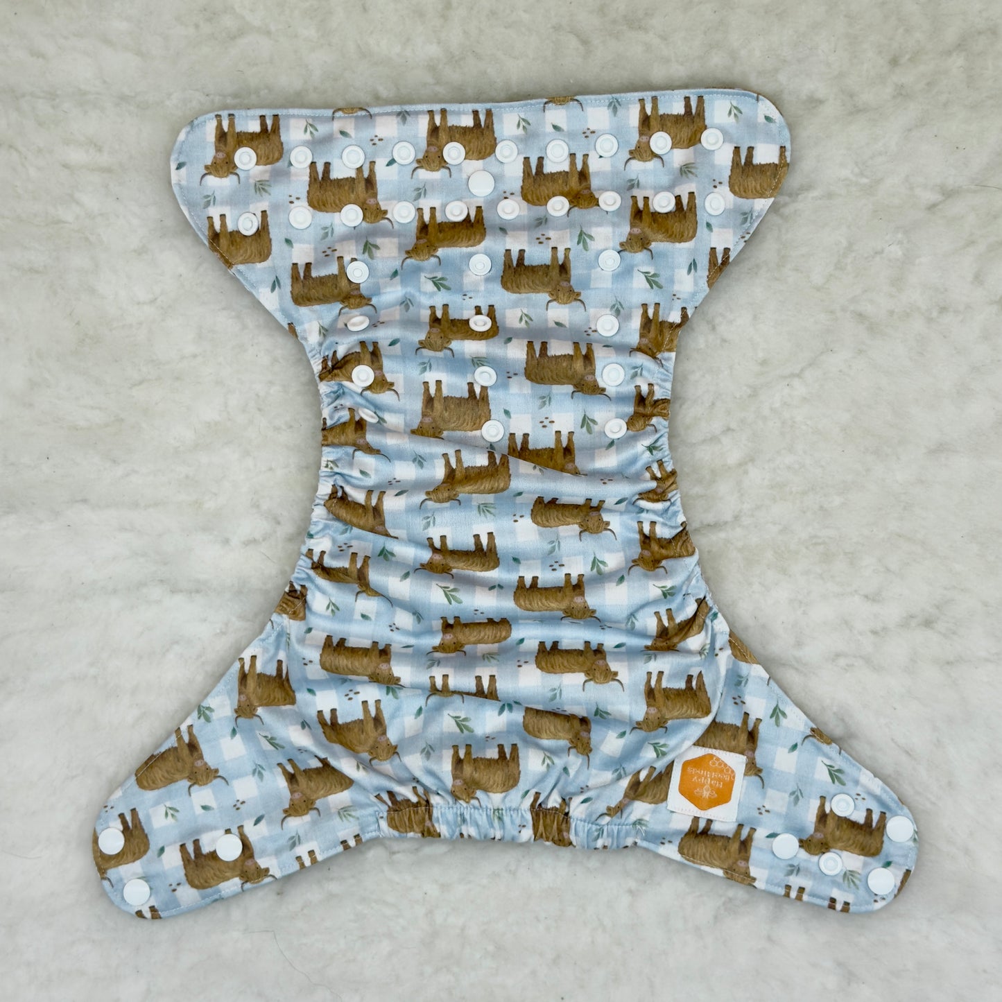 Happy Beehinds Highland Cows AWJ Pocket Diaper with Printed AWJ