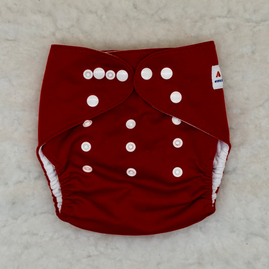 Alva Baby Solid Burgundy Pocket Diaper - Stained