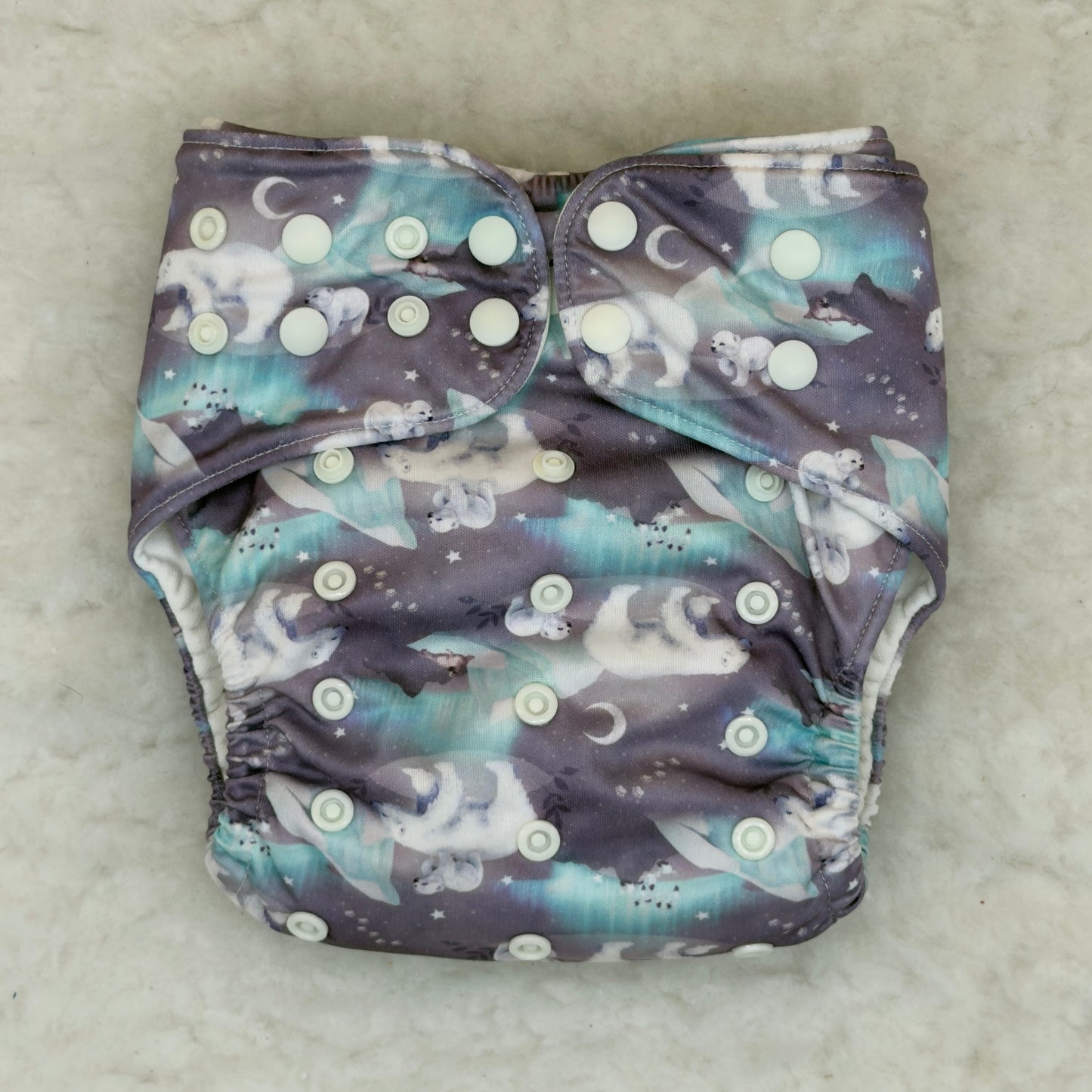 Bray Cloth Co. Nighttime Polar Bear All-In-One Diaper with Snap-In Inserts
