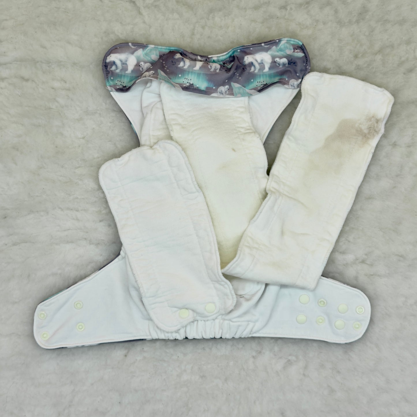 Bray Cloth Co. Nighttime Polar Bear All-In-One Diaper with Snap-In Inserts