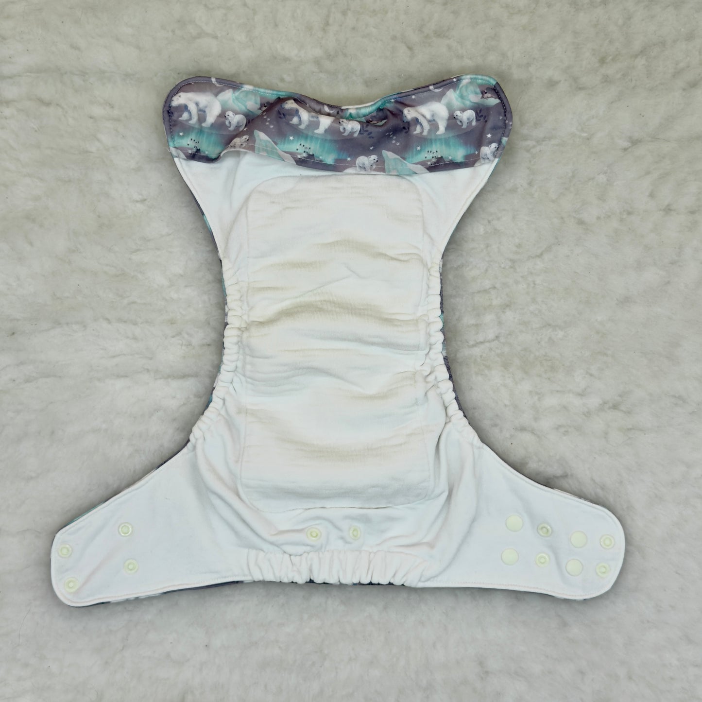 Bray Cloth Co. Nighttime Polar Bear All-In-One Diaper with Snap-In Inserts
