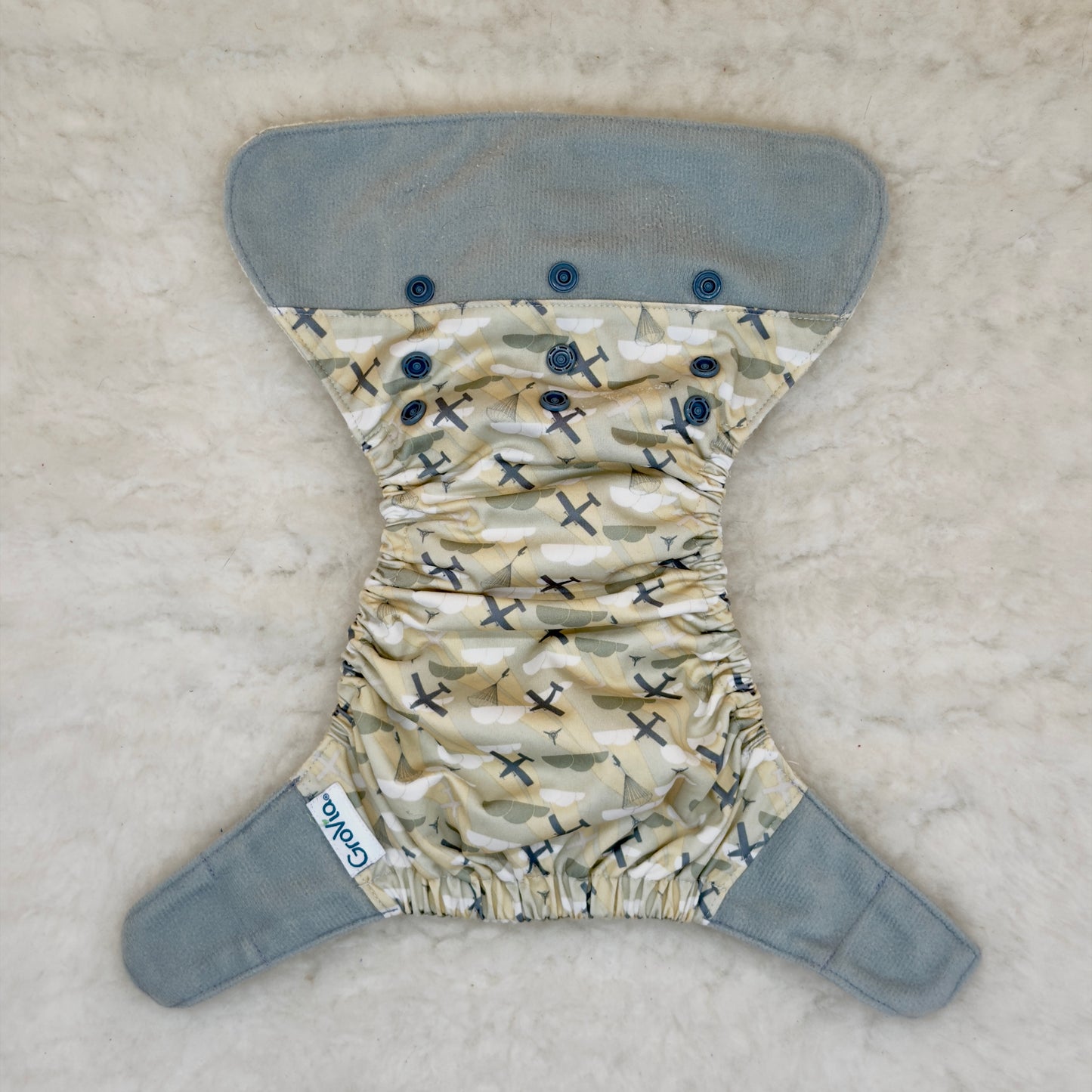 GroVia Airplanes Parachutes All-in-One Diaper with Insert