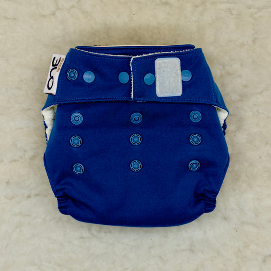 GroVia ONE Solid Royal Blue All-in-One Diaper with Snap-In Insert and Velcro Adapter