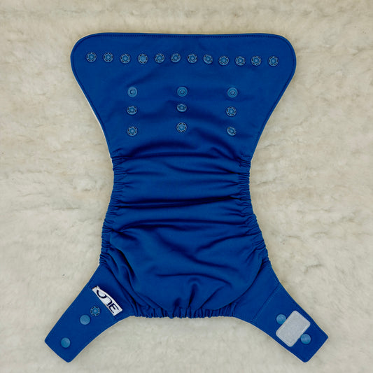 GroVia ONE Solid Royal Blue All-in-One Diaper with Snap-In Insert and Velcro Adapter