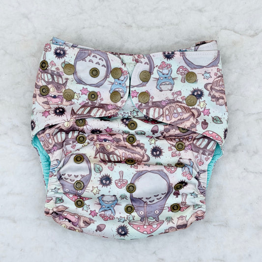 Sustainable Sprinkles Pastel Forest Spirits and Cat Bus AWJ Pocket Diaper