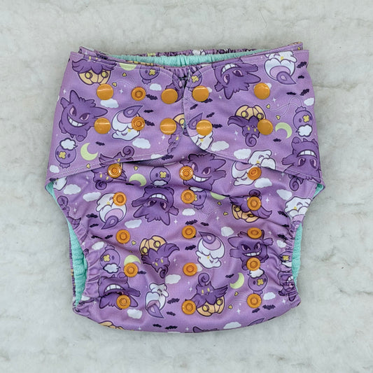 Sustainable Sprinkles Purple Ghost Friends AWJ Pocket Diaper