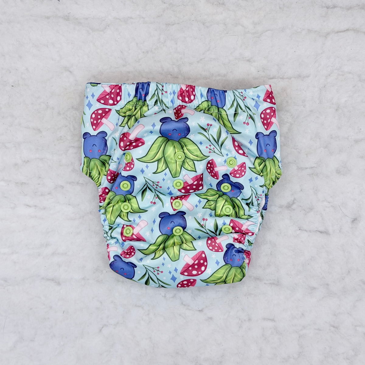 Sustainable Sprinkles Mint Mushroom Sprouts Side-Snap Cloth Trainer
